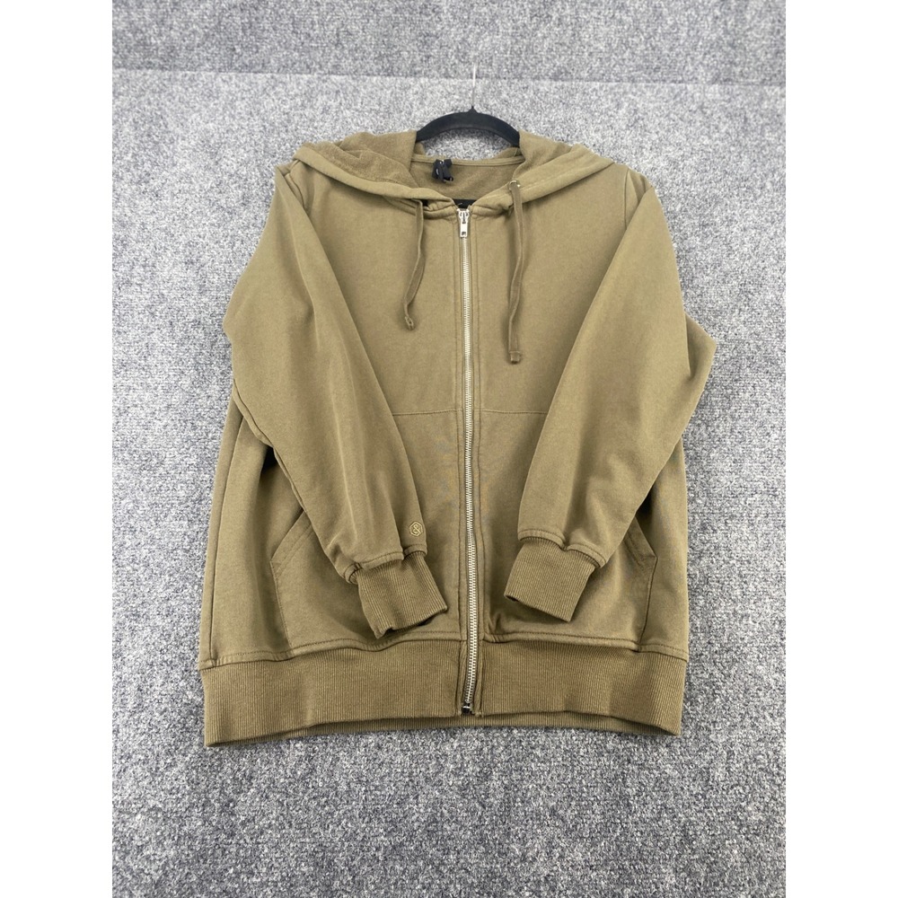 Agnes & Dora Full Zip Hoodie Women XS Olive Green French Terry Sweatshirt Casual